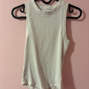 Sleeveless Ribbed Cream Top